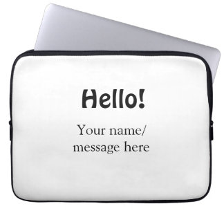 Hello add nameメッセージシンプルのミニマルビジネス項目 ラップトップスリーブ