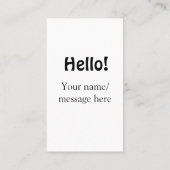 Hello add nameメッセージシンプルのミニマルビジネス項目 名刺 (裏面)