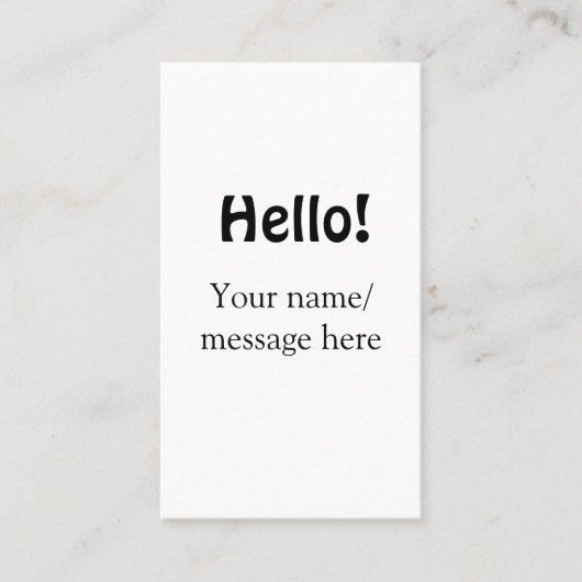 Hello add nameメッセージシンプルのミニマルビジネス項目 名刺 (正面)