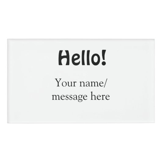 Hello add nameメッセージシンプルのミニマルビジネス項目 名札 (正面)