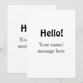 Hello add nameメッセージシンプルのミニマルビジネス項目 招待状 (正面/裏面)