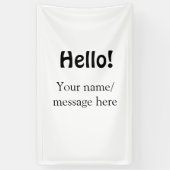 Hello add nameメッセージシンプルのミニマルビジネス項目 横断幕 (縦)