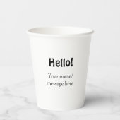 Hello add nameメッセージシンプルのミニマルビジネス項目 紙コップ (裏面)
