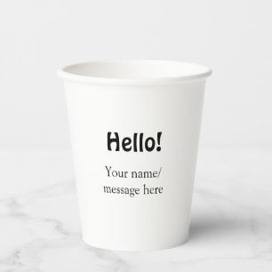 Hello add nameメッセージシンプルのミニマルビジネス項目 紙コップ