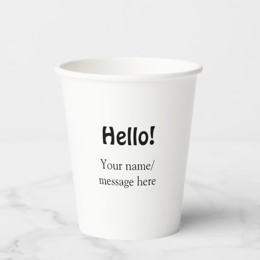 Hello add nameメッセージシンプルのミニマルビジネス項目 紙コップ (正面)