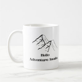 Hello, Adventure Awaitsと山脈を結ぶ コーヒーマグカップ