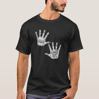 HELLO and GOODBYE Academy毎日あいさつユーモアVi Tシャツ