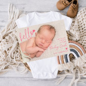 Hello and Thank You Pink Birth Announcement 案内状