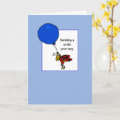 Hello at College お洒落 Ladybug with Balloon カード (黄色い花)