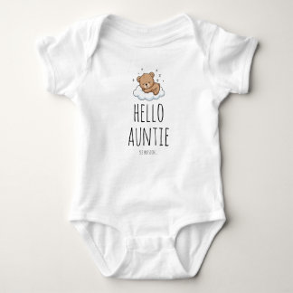Hello Auntie Pregnancy Announcement for Aunt ベビーボディスーツ