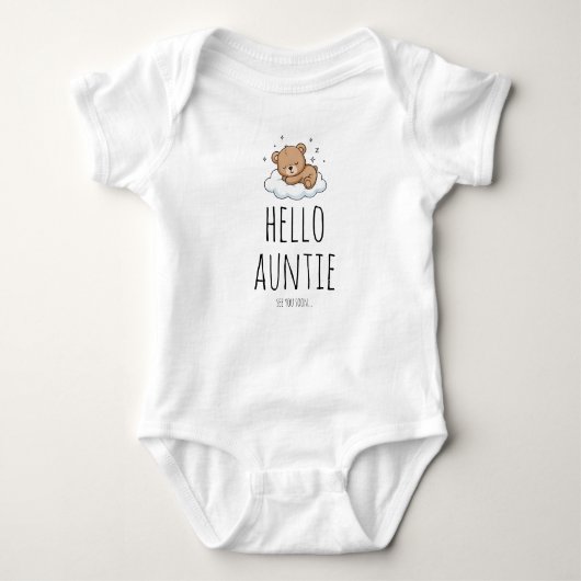 Hello Auntie Pregnancy Announcement for Aunt ベビーボディスーツ (正面)