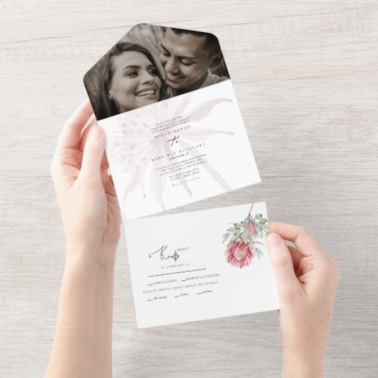 Hello Australiaフローラ2枚結婚の写真 オールインワン招待状 (貼ってはがせる)