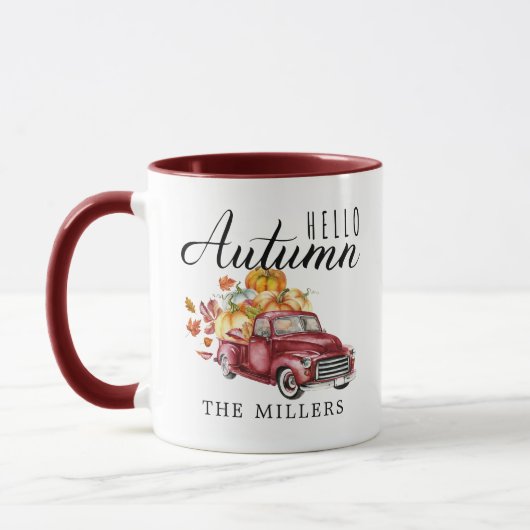 Hello Autumn | ヴィンテージ ハーヴェスト トラック 名入れ マグカップ (左)