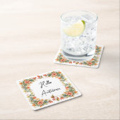 Hello Autumn – Aquarell Untersetzer  スクエアペーパーコースター (インサイチュ)