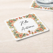 Hello Autumn – Aquarell Untersetzer  スクエアペーパーコースター (アングル)