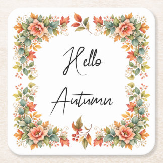 Hello Autumn – Aquarell Untersetzer スクエアペーパーコースター