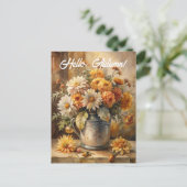 Hello, Autumn - Bucket with Flowers  シーズンポストカード (スタンド正面)