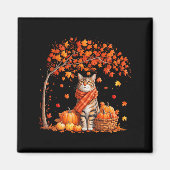 Hello Autumn Cat Fall Leaf Kitten Lover Thanksgivi マグネット (正面)