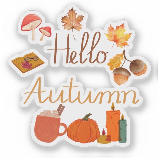 Hello Autumn – Cozy Fall Vibes with Pumpkins シール (正面)