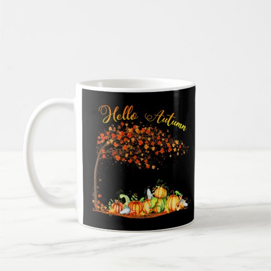 Hello Autumn Hello Fall Pumpkin Fall Lover Thanksg コーヒーマグカップ (左)