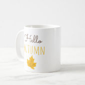 Hello Autumn Maple Leaf Coffee Mug for Cozy Fall コーヒーマグカップ (正面左)