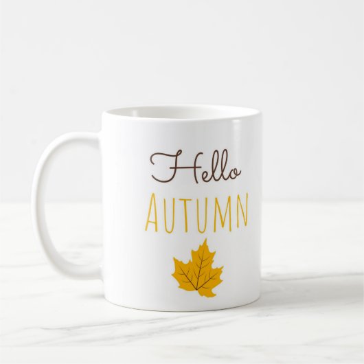 Hello Autumn Maple Leaf Coffee Mug for Cozy Fall コーヒーマグカップ (左)