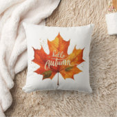Hello Autumn Maple Leaf Decorative Throw Pillow クッション (ブランケット)