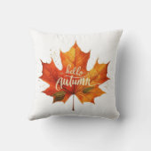 Hello Autumn Maple Leaf Decorative Throw Pillow クッション (裏面)