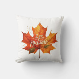 Hello Autumn Maple Leaf Decorative Throw Pillow クッション