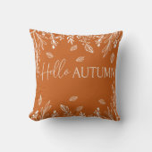 Hello Autumn Modern Typography Throw Pillow クッション (正面)