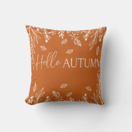 Hello Autumn Modern Typography Throw Pillow クッション