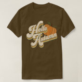 Hello Autumn Pumpkin Fall Cute Fun Retro Tシャツ (デザイン正面)