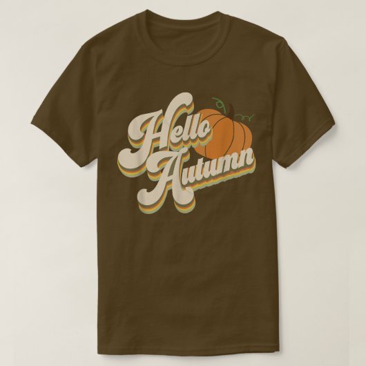 Hello Autumn Pumpkin Fall Cute Fun Retro Tシャツ (デザイン正面)