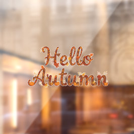 Hello Autumn Rustic Fall Leaves ウィンドウサイン