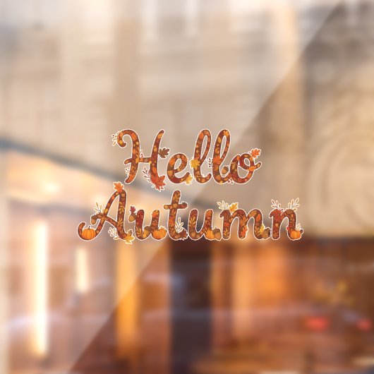 Hello Autumn Rustic Fall Leaves ウィンドウサイン (シート2)