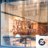 Hello Autumn Rustic Fall Leaves ウィンドウサイン (カフェ窓)