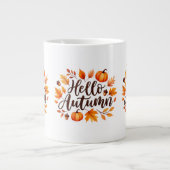 Hello Autumn Script ジャンボコーヒーマグカップ (正面)