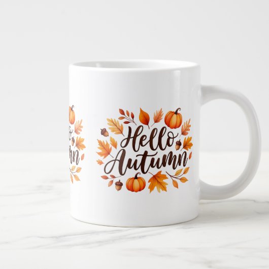 Hello Autumn Script ジャンボコーヒーマグカップ (右)