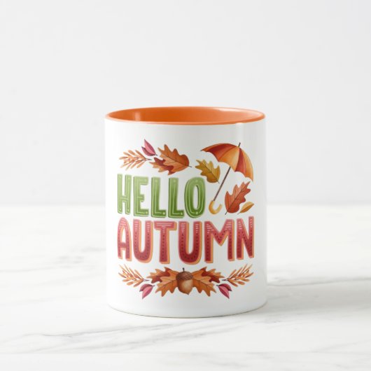 Hello Autumn Two-Tone Mug | Cozy Fall Gift マグカップ (中央)