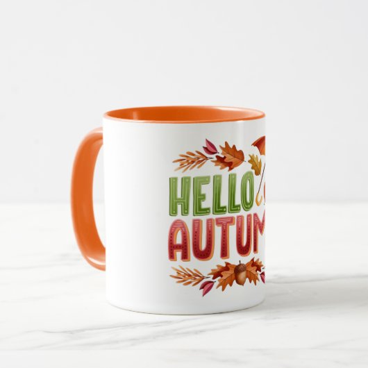 Hello Autumn Two-Tone Mug | Cozy Fall Gift マグカップ (正面左)
