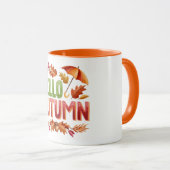 Hello Autumn Two-Tone Mug | Cozy Fall Gift マグカップ (正面右)