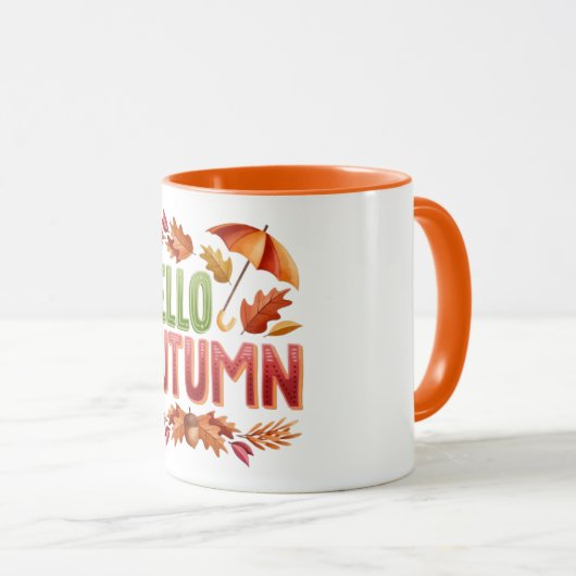 Hello Autumn Two-Tone Mug | Cozy Fall Gift マグカップ (正面右)