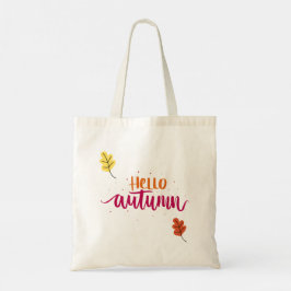 Hello Autumn Typography Design | Cute Fall Leaves  トートバッグ