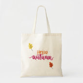Hello Autumn Typography Design | Cute Fall Leaves  トートバッグ (正面)
