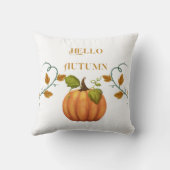 Hello Autumn with Pumpkinオレンジの文字と画像 クッション (裏面)