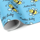 Hello Bab-ee Beeをテーマにしたベビーシャワーまたは新生児 ラッピングペーパー (ロールコーナー)