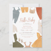 Hello Baby | かわいいボヘミアン ベビー服 女の子 ベビーシャワー 招待状 (正面)