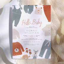 Hello Baby | ブルー・ボホベビー服 男の子ベビーシャワー
