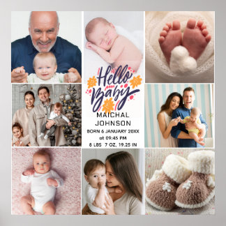 Hello Baby | 新生児の出生統計 8枚の写真 ポスター
