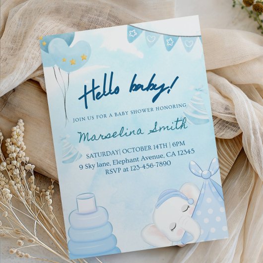 Hello Baby! Baby Shower-Gender Neutral Hello Baby 招待状